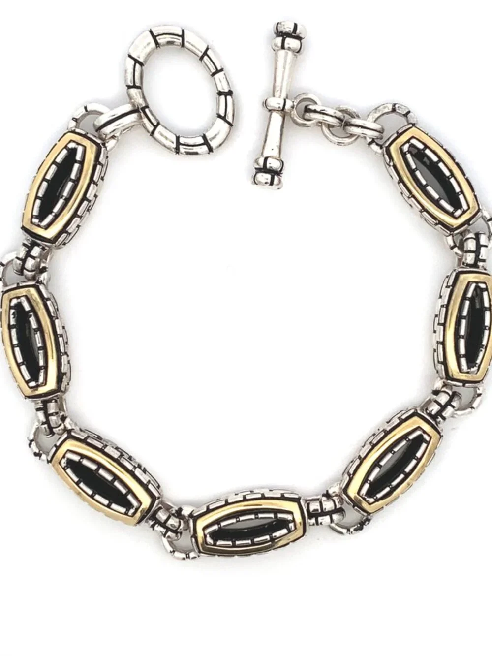 Vintage Sterling Silver and 18ky Gold John Atencio Capture Toggle Bracelet